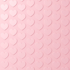 Aufkleber - Pink pastel color hearts background with shadows 3D rendering