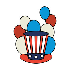 Sticker - president day hat with usa flag and balloons helium