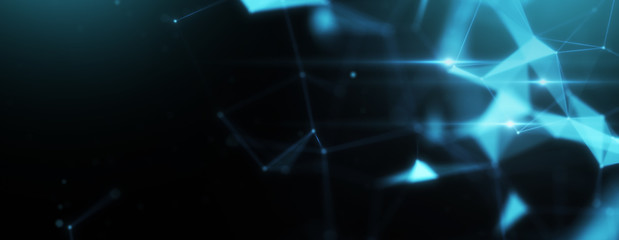 Wall Mural - abstract polygonal space low poly connected dots on dark background. background. futuristic network 