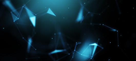 Wall Mural - abstract polygonal space low poly connected dots on dark background. background. futuristic network 