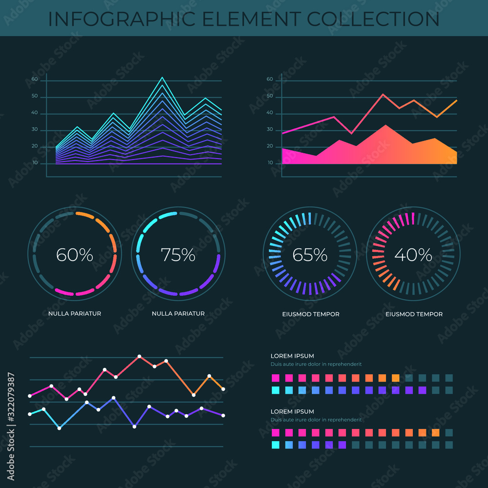 Gradient business infographic diagram set, annual report template, web ...