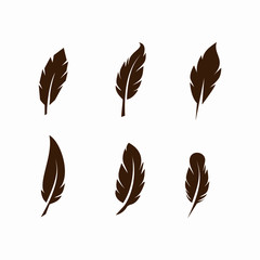 Wall Mural - set of bird feather icon logo vector illustration collection