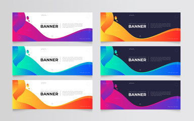 Modern abstract gradient banner set template design in yellow, orange, white color. Suitable for advertising and promotion in social media post, blog, web, cover, header. Vector Illustration