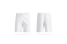 Blank White Soccer Shorts Mockup, Front And Back View