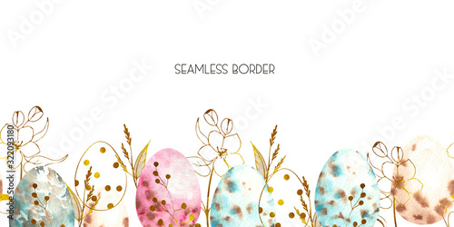 Dekoracja na wymiar  akwarela-bezszwowe-obramowanie-wielkanocne-z-zajaczkami-wielkanocnymi-jajkami-koszem-balonem-samochodem-flagami-delikatnymi