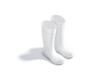 Blank White Rubber Wellington Boots Mockup, Side View