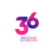 36 Years Anniversary Celebrations Vector Template Design Illustration