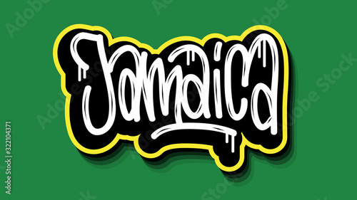 Jamaica Hand Lettering Graffiti Tag Style Sticker Design. Poster Mural XXL