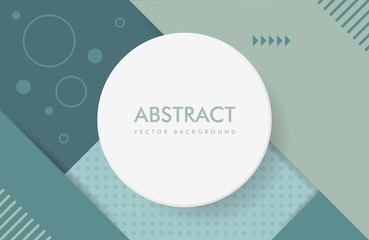 Poster - abstract dark green background with a round frame and a set of lines and other geometric shapes
