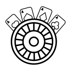 Canvas Print - roulette wheel and poker cards casino