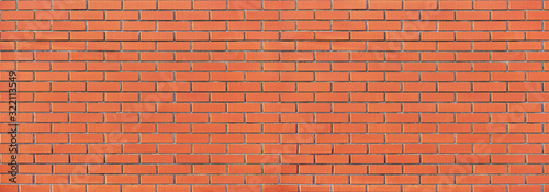 Panoramic rugged old red brown bricks wall. texture background Canvas Print