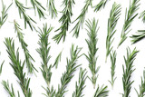 Fototapeta Sypialnia - Flat lay composition with rosemary on white background, space for text
