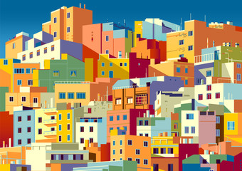 Wall Mural - Traditional colorful houses in one of the areas of Las Palmas, Gran Canaria, Canary Islands.