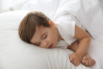 Sticker - Cute little baby peacefully sleeping at home. Bedtime