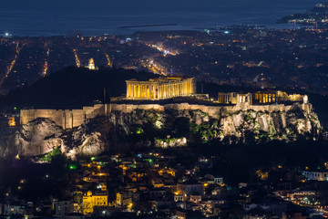 Wall Mural - The Parthenon temple on the Athenian Acropolis at dusk, Greece