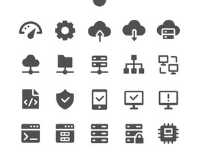 Poster - Hosting UI Pixel Perfect Well-crafted Vector Solid Icons 48x48 Ready for 24x24 Grid for Web Graphics and Apps. Simple Minimal Pictogram
