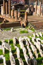 Largo Di Torre Argentina Is A Square In Rome, Italy, With Four Roman Republican Temples And The Remains Of Pompey's Theatre. Rome. Lazio. Italy