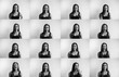 © Volodymyr_sh - Set of black and white photo of young woman's portraits with different emotions. Young beautiful cute girl showing different emotions. Laughing, smiling, anger, suspicion, fear, surprise.