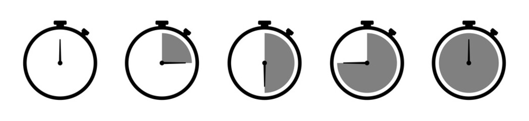 Poster - timer icons on a white background. countdown in the form of a timer on a white background in a flat 
