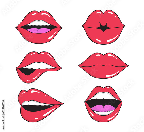 Woman lips with smile, kiss Poster Mural XXL