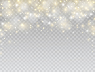 Wall Mural - glowing light effect border. star burst with white and gold sparkles on transparent background. magi