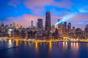 Wall Mural - Chicago downtown buildings skyline aerial