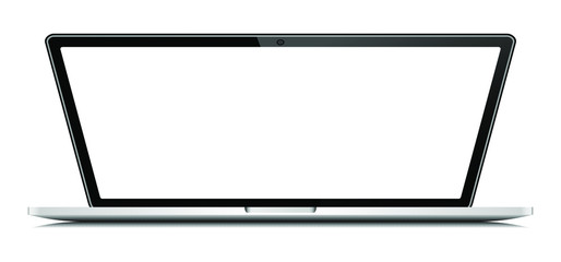 Aufkleber - Realistic vector notebook with blank screen, computer mockup with empty monitor, silver metallic notebook