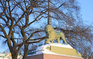 Wall Mural - Lion statue, St.Petersburg.