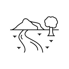 Poster - Mountain, tree, river icon. Simple line, outline vector elements of landscape icons for ui and ux, website or mobile application