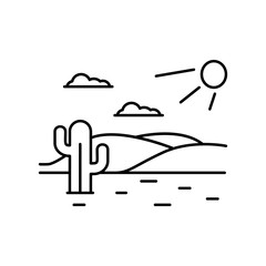 Poster - Desert, cactus, sun, cloud icon. Simple line, outline vector elements of landscape icons for ui and ux, website or mobile application