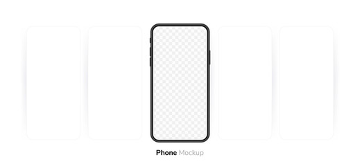 Smartphone blank screen, phone mockup. Carousel style phone screen. Template for infographics or presentation UI design interface