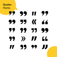 Fototapete - Big set of hand drawn quotes marks. Use for texting quote boxes. Vector illustration