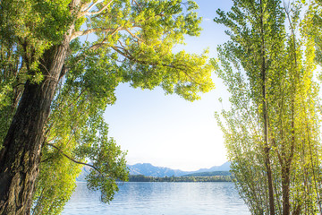 Wall Mural - Lake Landscape, Beautiful Blue Sky And Water, Lake Wanaka, New Zealand