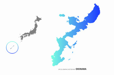 Wall Mural - graphic vector map of japan map. okinawa map. hokkaido map.