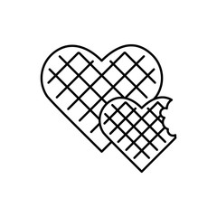 Poster - Waffles, heart icon. Simple line, outline vector elements of breakfast with love icons for ui and ux, website or mobile application