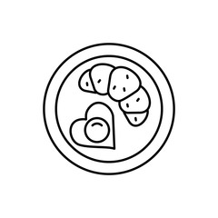 Poster - Croissant, scrambled eggs, heart, breakfast icon. Simple line, outline vector elements of breakfast with love icons for ui and ux, website or mobile application