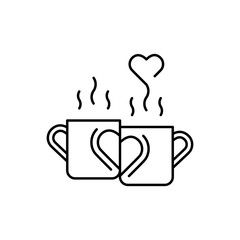 Poster - Paired glasses, heart, smoke, heart icon. Simple line, outline vector elements of breakfast with love icons for ui and ux, website or mobile application