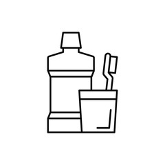Poster - Toothbrush, mouthwash icon. Simple line, outline vector bathroom icons for ui and ux, website or mobile application