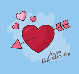 Sticker - valentines day celebration with hearts and arrow