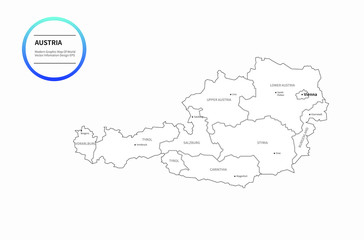 Naklejka na meble graphic vector map of austria. europe country map. austria map.