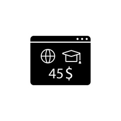 Poster - Website online education 45 doolar icon. Simple online study icons for ui and ux website or mobile application