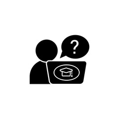 Poster - Laptop questions education icon. Simple online study icons for ui and ux website or mobile application