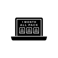 Poster - Laptop 1 month all pack books icon. Simple online study icons for ui and ux website or mobile application