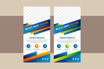 Poster - set of business vector design elements for graphic layout of vertical roll up banner. modern abstrac