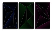 Polygon Vector Of Blue, Green And Burgundy Gradient Light Lines With Black Gradient On White Background With Shadow