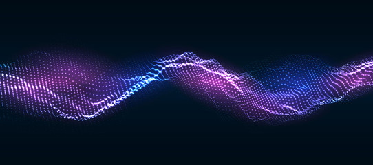 Fototapete - Artificial intelligence. 5G Technology Concept illustration. Wireless Mobile Internet. Equalizer for music. computer geometric digital connection structure. wireframe landscape. Big Data