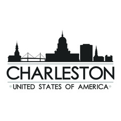 Poster - Charleston South Carolina Skyline Silhouette Design City Vector Art Landmark.