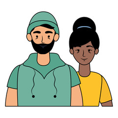 Sticker - young interracial couple avatars characters