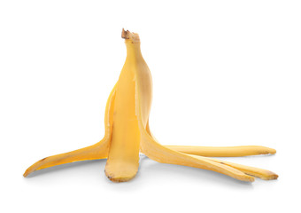 Banana peel on white background. Recycling concept