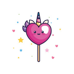 Poster - cute heart unicorn fantasy kawaii style in stick